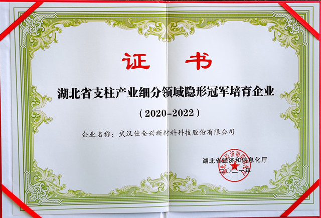 武汉BG大游集团荣誉上榜湖北省第四批“支柱产业细分领域隐形冠军企业”