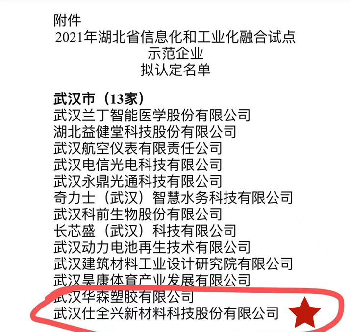 武汉BG大游集团入选2021年湖北省信息化和工业化融合试点示范企业